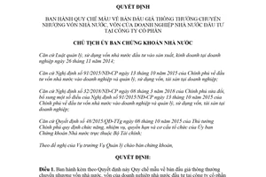Quyết định 586/QĐ-UBCK 2018 Quy chế mẫu bán đấu giá thông thường chuyển nhượng vốn nhà nước