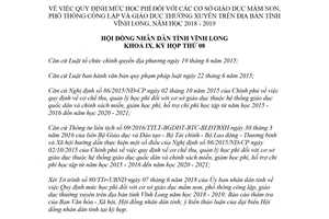 Nghị quyết 129/2018/NQ-HĐND mức học phí cơ sở giáo dục mầm non phổ thông công lập Vĩnh Long