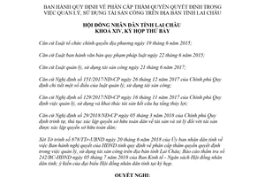 Nghị quyết 06/2018/NQ-HĐND thẩm quyền quyết định quản lý sử dụng tài sản công Lai Châu