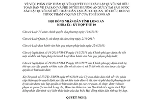 Nghị quyết 20/2018/NQ-HĐND thẩm quyền quyết định xác lập quyền sở hữu toàn dân tài sản Long An