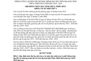 Nghị quyết 07/2018/NQ-HĐND thu học phí cơ sở giáo dục mầm non chương trình đại trà Huế