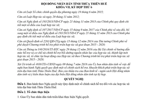 Nghị quyết 09/2018/NQ-HĐND chính sách hỗ trợ hợp tác xã Huế