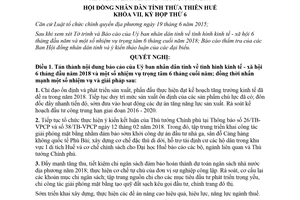 Nghị quyết 11/2018/NQ-HĐND nhiệm vụ giải pháp hoàn thành chỉ tiêu kế hoạch kinh tế xã hội Huế