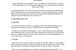 Kế hoạch 167/KH-UBND 2018 nâng cao hiệu quả công tác tổ chức thi hành pháp luật Hải Phòng