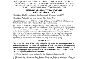 Nghị quyết 14/2018/NQ-HĐND sửa đổi 31/2016/NQ-HĐND chia khoản thu ngân sách Quảng Ngãi