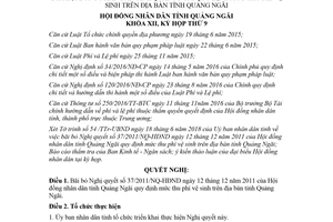 Nghị quyết 12/2018/NQ-HĐND bãi bỏ 37/2011/NQ-HĐND mức thu phí vệ sinh Quảng Ngãi