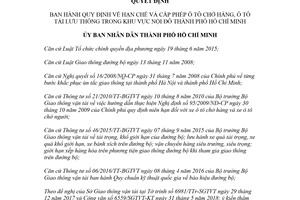 Quyết định 23/2018/QĐ-UBND hạn chế và cấp phép ô tô chở hàng lưu thông trong nội đô Hồ Chí Minh