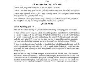 Nghị quyết 538/2018/UBTVQH14 Chương trình giám sát Ủy ban Thường vụ Quốc hội 2019