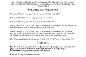 Quyết định 17/2018/QĐ-UBND sửa đổi 30/2015/QĐ-UBND quản lý xử lý vi phạm hành chính An Giang