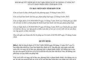 Quyết định 18/2018/QĐ-UBND bãi bỏ Quyết định 55/2017/QĐ-UBND Kon Tum