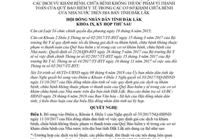 Nghị quyết 07/2018/NQ-HĐND bổ sung 33/2017/NQ-HĐND giá chữa bệnh Quỹ Bảo hiểm y tế Đắk Lắk