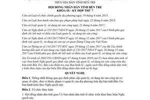 Nghị quyết 06/2018/NQ-HĐND phân cấp quản lý sử dụng tài sản công tổ chức đơn vị Bến Tre