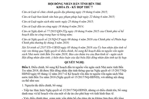 Nghị quyết 02/2018/NQ-HĐND điều chỉnh Kế hoạch đầu tư nguồn vốn ngân sách Nhà nước Bến Tre