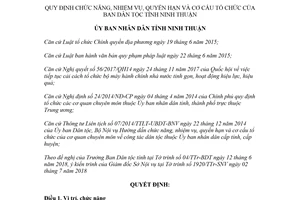 Quyết định 55/2018/QĐ-UBND nhiệm vụ quyền hạn cơ cấu tổ chức Ban Dân tộc Ninh Thuận