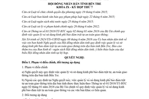 Nghị quyết 08/2018/NQ-HĐND quản lý sử dụng kinh phí bảo đảm trật tự an toàn giao thông Bến Tre
