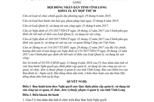 Nghị quyết 120/2018/NQ-HĐND phân cấp quản lý sử dụng tài sản công Vĩnh Long