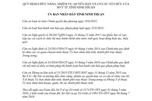 Quyết định 57/2018/QĐ-UBND chức năng nhiệm vụ cơ cấu tổ chức của Sở Y tế Ninh Thuận