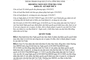Nghị quyết 63/2018/NQ-HĐND phân cấp thẩm quyền quyết định mua sắm xử lý tài sản công Trà Vinh