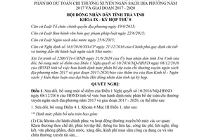 Nghị quyết 62/2018/NQ-HĐND sửa đổi 10/2016/NQ-HĐND phân bổ dự toán Trà Vinh 2017