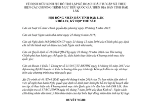 Nghị quyết 02/2018/NQ-HĐND định mức kinh phí hỗ trợ lập kế hoạch đầu tư cấp xã Đắk Lắk