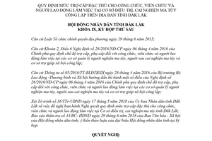 Nghị quyết 05/2018/NQ-HĐND mức trợ cấp công viên chức làm việc Cơ sở cai nghiện ma túy Đắk Lắk