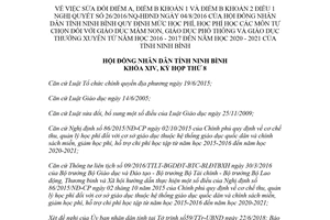 Nghị quyết 21/2018/NQ-HĐND sửa đổi 26/2016/NQ-HĐND học phí môn tự chọn mầm non Ninh Bình