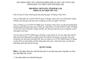 Nghị quyết 06/2018/NQ-HĐND xác định chiều sâu vành đai biên giới Đắk Lắk