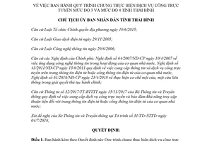 Quyết định 1783/QĐ-UBND 2018 Quy trình thực hiện dịch vụ công trực tuyến mức độ 3 4 Thái Bình