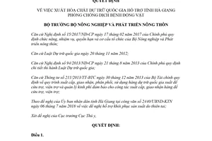 Quyết định 2908/QĐ-BNN-TY 2018 xuất hóa chất dự trữ quốc gia hỗ trợ Hà Giang