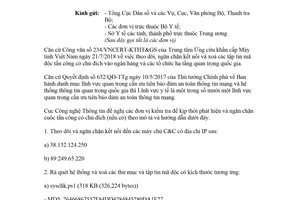 Công văn 420/CNTT-THDL 2018 theo dõi xóa các tập tin chứa mã độc tấn công tổ chức quốc gia