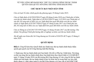 Quyết định 1984/QĐ-UBND 2018 công bố danh mục thủ tục hành chính Sở Công thương Hải Dương