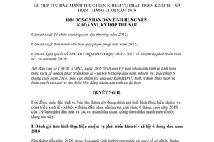 Nghị quyết 144/2018/NQ-HĐND thực hiện nhiệm vụ phát triển kinh tế xã hội 6 tháng cuối Hưng Yên