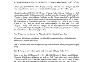 Thông tư 14/2018/TT-BGDĐT quy định chuẩn hiệu trưởng cơ sở giáo dục phổ thông