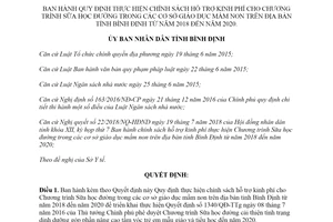 Quyết định 32/2018/QĐ-UBND hỗ trợ kinh phí Chương trình Sữa học đường cơ sở mầm non Bình Định