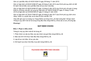 Thông tư 14/2020/TT-BYT nội dung trong đấu thầu trang thiết bị y tế tại các cơ sở y tế công lập