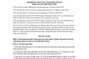 Nghị quyết 172/2018/NQ-HĐND quản lý tài sản công thuộc phạm vi quản lý Kiên Giang