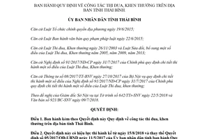 Quyết định 05/2018/QĐ-UBND Quy định về công tác thi đua khen thưởng Thái Bình