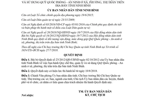 Quyết định 15/2018/QĐ-UBND Quy chế thu sử dụng Quỹ Quốc phòng An ninh ở cấp xã Ninh Bình