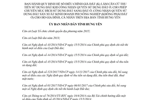 Quyết định 28/2018/QĐ-UBND hệ số điều chỉnh giá đất làm căn cứ thu tiền sử dụng đất Hưng Yên