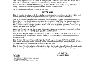 Quyết định 1723/QĐ-UBND 2018 công bố thủ tục hành chính thuộc thẩm quyền Sở Văn hóa Huế