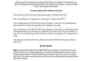 Quyết định 1806/QĐ-UBND 2018 bãi bỏ Quyết định 2074/QĐ-UBND An Giang