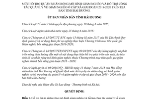 Quyết định 17/2018/QĐ-UBND mức hỗ trợ dự án nhân rộng mô hình giảm nghèo Hải Dương