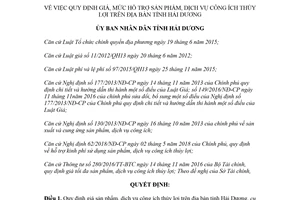 Quyết định 16/2018/QĐ-UBND quy định mức hỗ trợ sản phẩm dịch vụ công ích thủy lợi Hải Dương