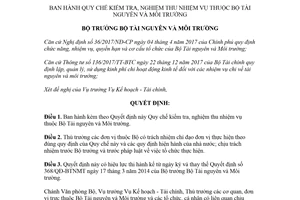 Quyết định 2537/QĐ-BTNMT 2018 Quy chế kiểm tra nghiệm thu nhiệm vụ thuộc Bộ Tài nguyên