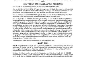 Quyết định 2214/QĐ-UBND 2018 thủ tục hành chính thuộc quản lý của Sở Nông nghiệp Tiền Giang