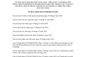 Quyết định 32/2018/QĐ-UBND hỗ trợ công viên chức lao động thôi việc theo nguyện vọng Hưng Yên