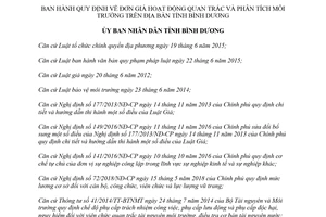 Quyết định 22/2018/QĐ-UBND đơn giá hoạt động quan trắc và phân tích môi trường Bình Dương