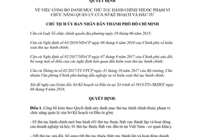 Quyết định 3510/QĐ-UBND 2018 thủ tục hành chính thuộc quản lý của Sở Kế hoạch Hồ Chí Minh