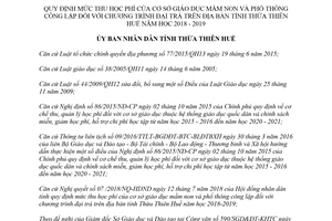 Quyết định 47/2018/QĐ-UBND mức thu học phí của cơ sở giáo dục mầm non và phổ thông Huế