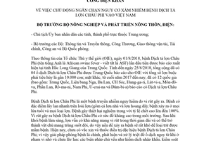 Công điện 6741/CĐ-BNN-TY 2018 ngăn chặn xâm nhiễm bệnh dịch tả lợn Châu Phi vào Việt Nam